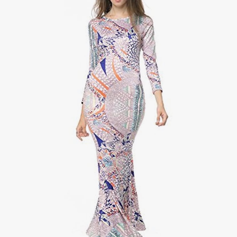 Brand New Maxi Mermaid Kaleidoscope Evening Dress